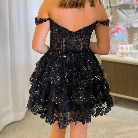 Lavender Off-Shoulder Lace Dress - Picture 6 of 6